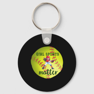 Softball; Girl Sports Sticker Keychain