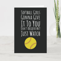Softball Girls Cards Team Player For Kids For Her