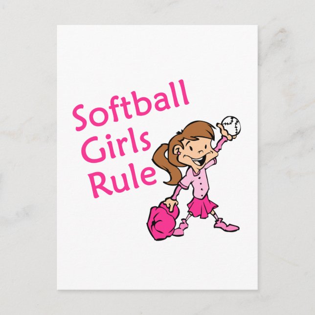 Softball Girls Rule Postcard (Front)
