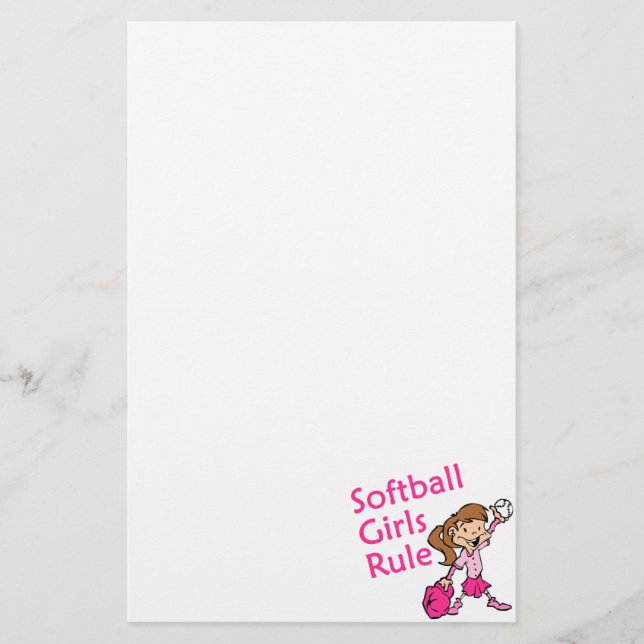 Softball Girls Rule Stationery (Front)