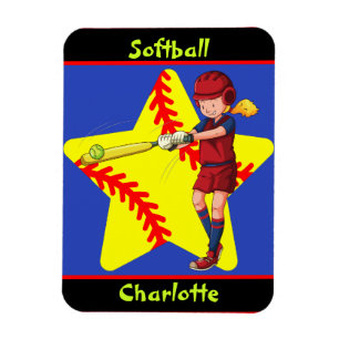  Softball Girls Star Batter Swing Personalized    Magnet