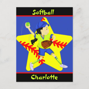Softball Girls Star Pitcher Personalized Postcard