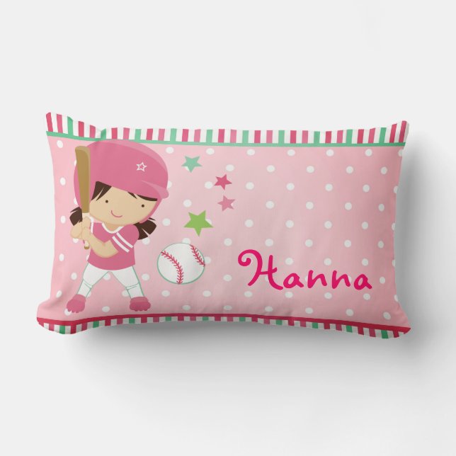 Softball Girly Personalized Lumbar Pillow (Front)