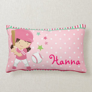 Softball Girly Personalized Lumbar Pillow