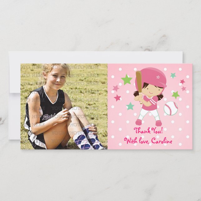 Softball Girly Thank You Personalized (Front)
