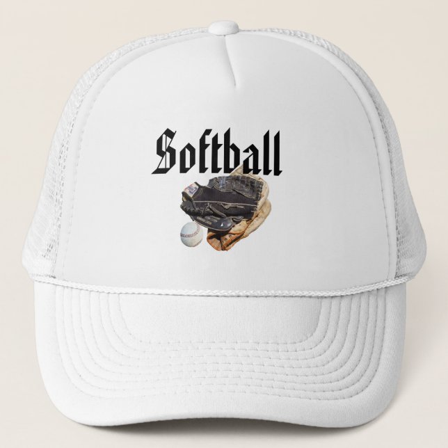 Softball Gloves And Logo, Trucker Hat (Front)
