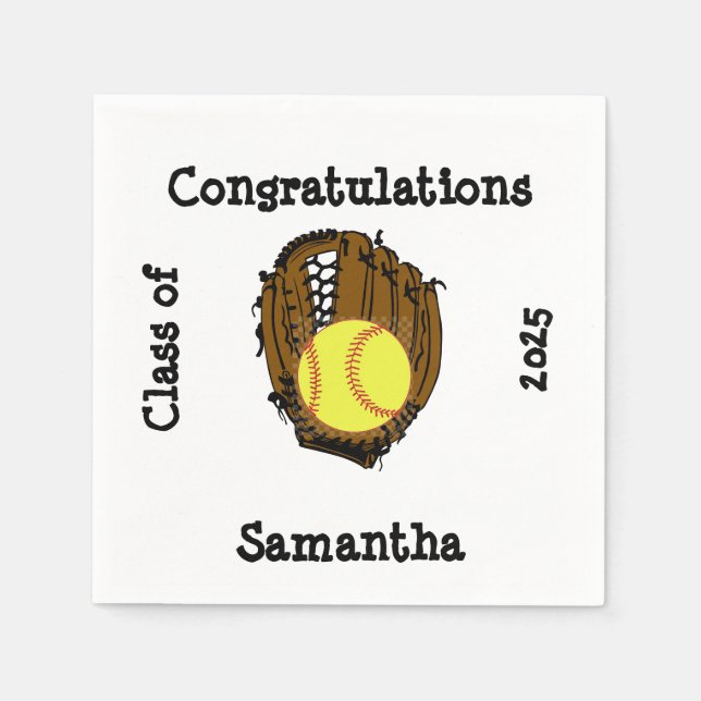 Softball Graduation Class of Congratulations  Napkin (Front)