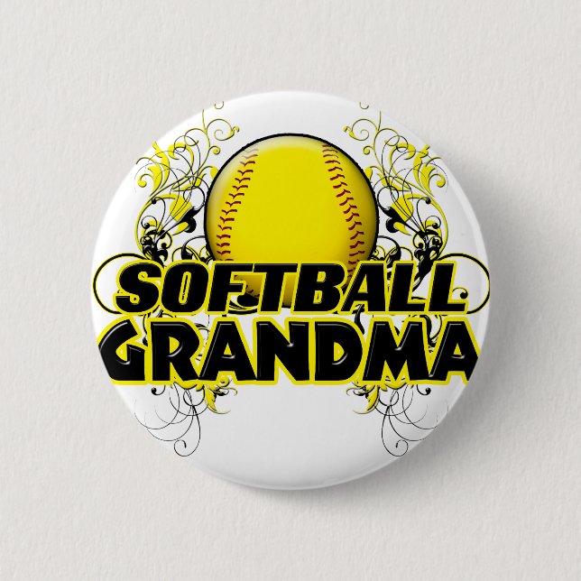 Softball Grandma (cross).png 2 Inch Round Button (Front)