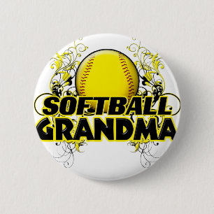 Softball Grandma (cross).png 2 Inch Round Button