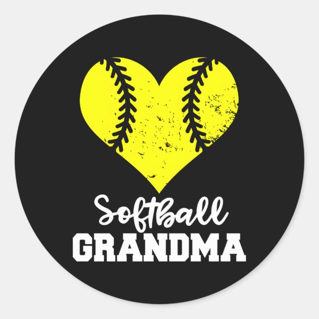Softball Grandma He Softball Classic Round Sticker (Front)