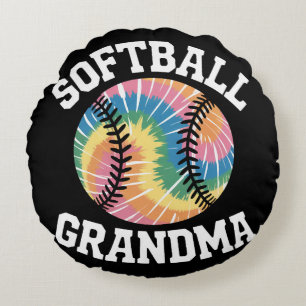 Softball Grandma Round Pillow