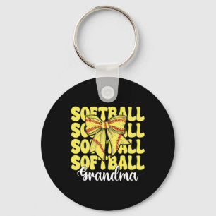 Softball Grandma Softball Nana Coquette Bow _1 Keychain