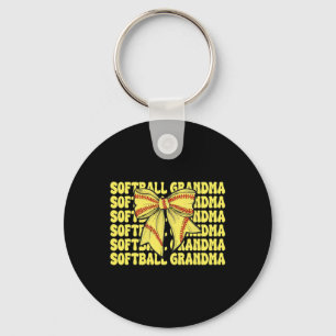 Softball Grandma Softball Nana Coquette Bow Keychain