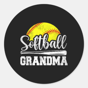 Softball Grandma Softball Player Game Day Mother's Classic Round Sticker