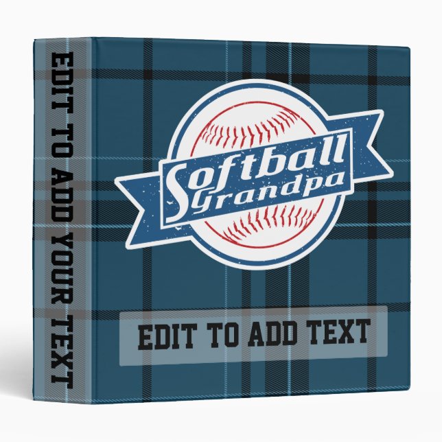 Softball Grandpa Binder Album, Customizable (Front/Spine)