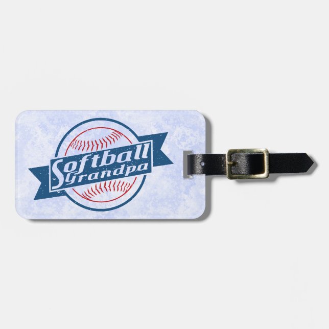 Softball Grandpa Blue & Red Luggage Tag (Front Horizontal)
