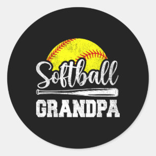 Softball Grandpa Softball Player Game Day Father's Classic Round Sticker