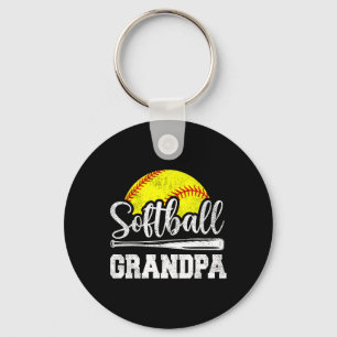 Softball Grandpa Softball Player Game Day Father's Keychain