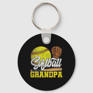 Softball Grandpa Softball Player Game Day Father's Keychain