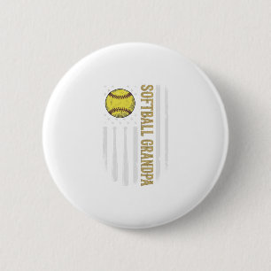 Softball Grandpa Vintage Flag Vector Design_1 2 Inch Round Button