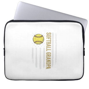 Softball Grandpa Vintage Flag Vector Design_1 Laptop Sleeve