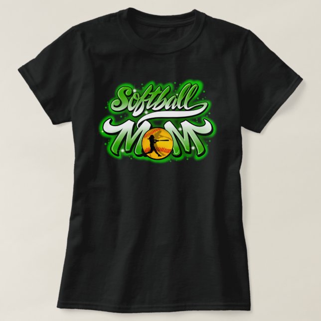 Softball -green- Mom t-shirt   (Design Front)