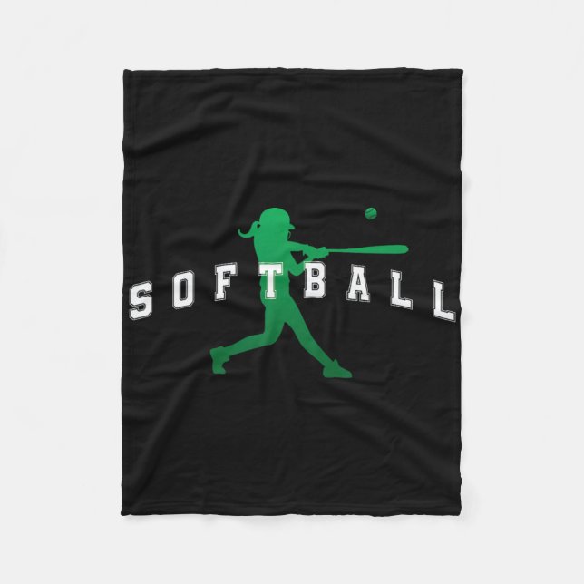 Softball Green Team Player Varsity Text  Fleece Blanket (Front)