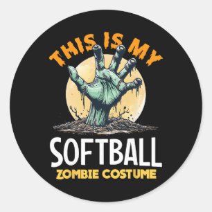 Softball Halloween Zombie Matching Costume Classic Round Sticker
