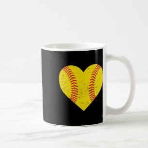 Softball Heart For Girls Women Funny Softball  Coffee Mug