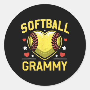 Softball Heart Grammy Softball Player Classic Round Sticker