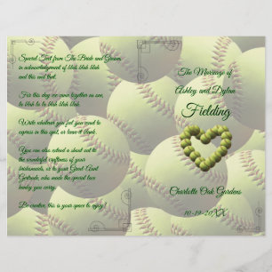 Softball Heart Mariage Theme Wedding Programme
