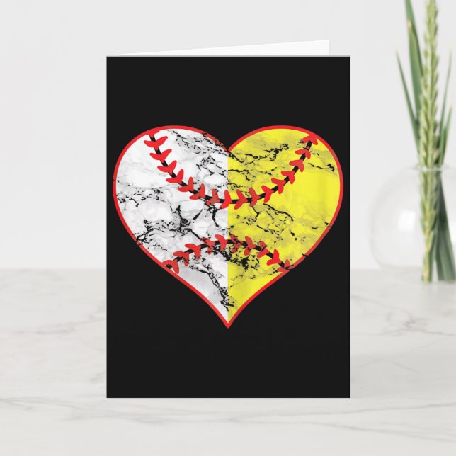 Softball Heart Mum Baseball Mother's Day Best Base Card (Front)