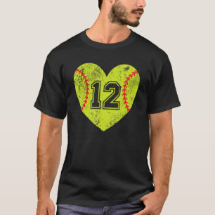 Softball Heart Player  12 Softball Mom Dad Varsity T-Shirt