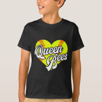 Softball Heart Queen Bees Team T-ball League Girls