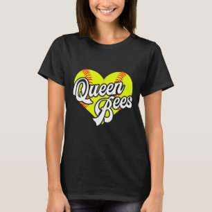 Softball Heart Queen Bees Team T-ball League Girls T-Shirt