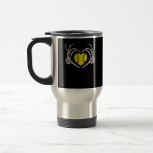 Softball Heart Skeleton Hand Halloween Costume Fun Travel Mug
