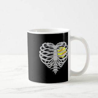 Softball Heart Skeleton Ribcage Halloween Love Sof Coffee Mug