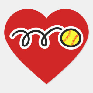 Softball Heart Sticker