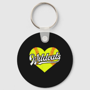 Softball Heart Wildcats Team T-ball Keychain