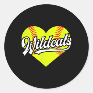 Softball Heart Wildcats Team T-ball Little League  Classic Round Sticker