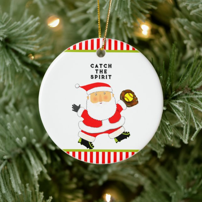 Softball Holiday Gift Ceramic Ornament (Tree)
