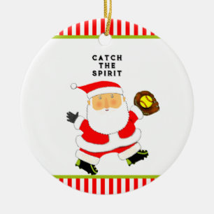 Softball Holiday Gift Ceramic Ornament