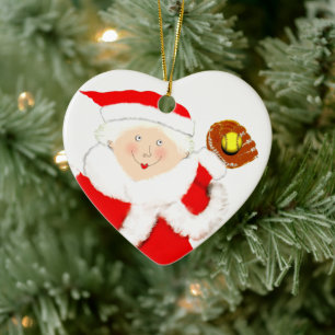 Softball Holiday Gift Ceramic Ornament