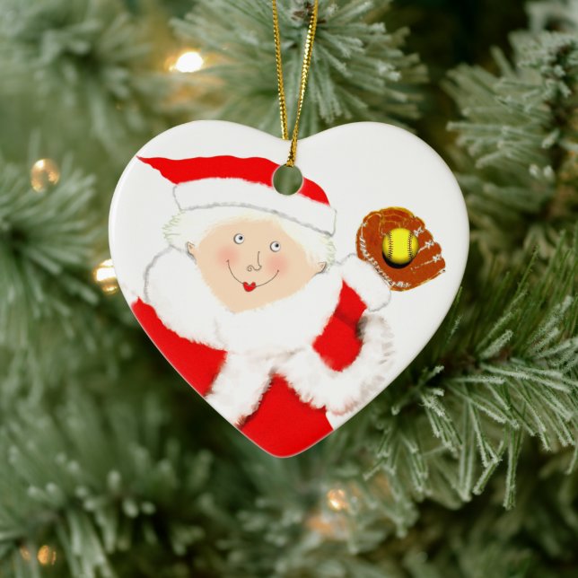 Softball Holiday Gift Ceramic Ornament (Tree)
