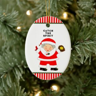Softball Holiday Gift Ceramic Ornament