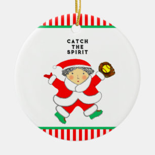 Softball Holiday Gift Ceramic Ornament