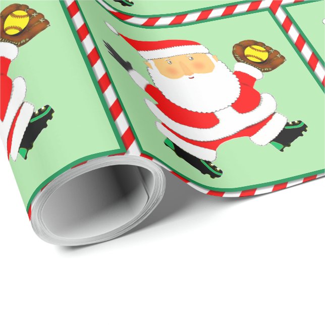 Softball Holiday Gift Wrapping Paper (Roll Corner)