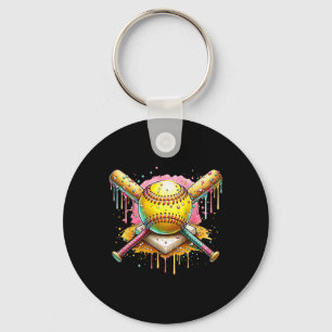 Softball Home Plate Ice Cream Drip Sport Team Ice Keychain