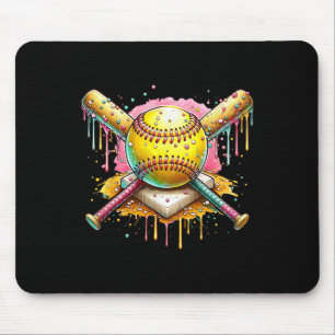 Softball Home Plate Ice Cream Drip Sport Team Ice  Mouse Pad