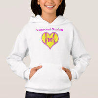 Softball Hoodies for Girls with NAME and MONOGRAM